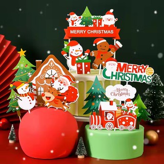 Toppers ตกแต่งเค้กซานตาคลอสคัพเค้ก Merry Christmas