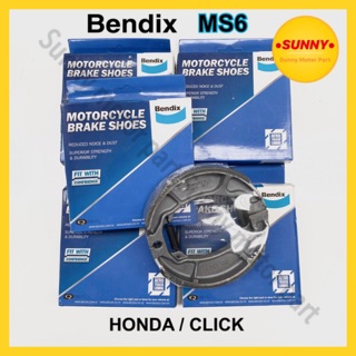 แท้100% ผ้าเบรคหลัง BENDIX (MS6) แท้ สำหรับรถมอเตอร์ไซค์ HONDA / CLICK / SCOOPY I/ ZOOMER X / PCX / ICON / MO