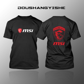 Msi เสื้อยืดคอกลมแขนสั้นพิมพ์ลายมังกรสีแดงสําหรับผู้ชาย