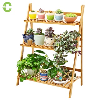 HOMEC ชั้นวางกระถางต้นไม้ ที่ปลุกต้นไม้ ทำจากไม้ ขนาด 3 4ชั้น  flower stand Rack