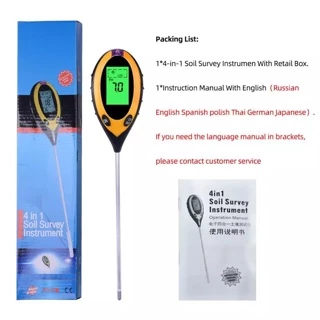 4in1 เครื่องวัดค่าดิน Soil PH meter ความชื้น อุณหภูมิ แสง เครื่องวัดดิน ระบบดิจิตอล Soil Survey Instrument