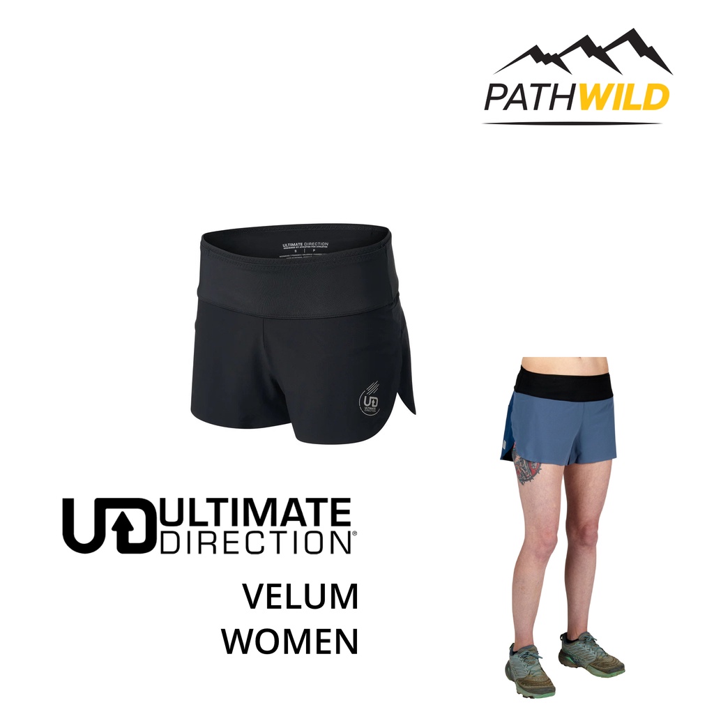 กางเกงออกกำลังกายสำหรับผู้หญิง ULTIMATE DIRECTION VELUM SHORT WOMEN ออกแบบมาเน้นเรื่องน้ำหนักและเนื้อผ้าที่บางเบา