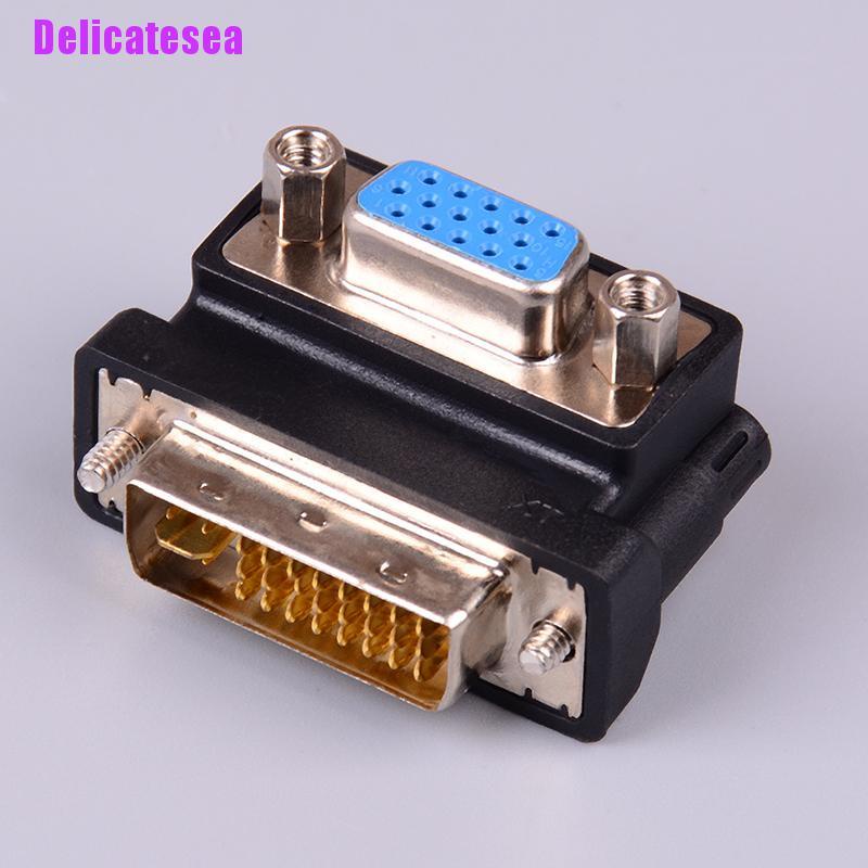 Delicatesea> อะแดปเตอร์สายเคเบิล Dvi-I 24 + 5 Pin Male To Vga 15 Pin Female 90 องศา
