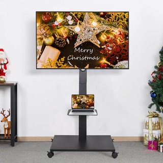 ขาแขวนตั้งพื้น สำหรับทีวี 32-65" นิ้ว TV Stand ล้อเลื่อน สามารถเคลื่อนที่ได้ รับน้ำหนักได้ถึง 66lbs ปรับความสูง สองชั้น