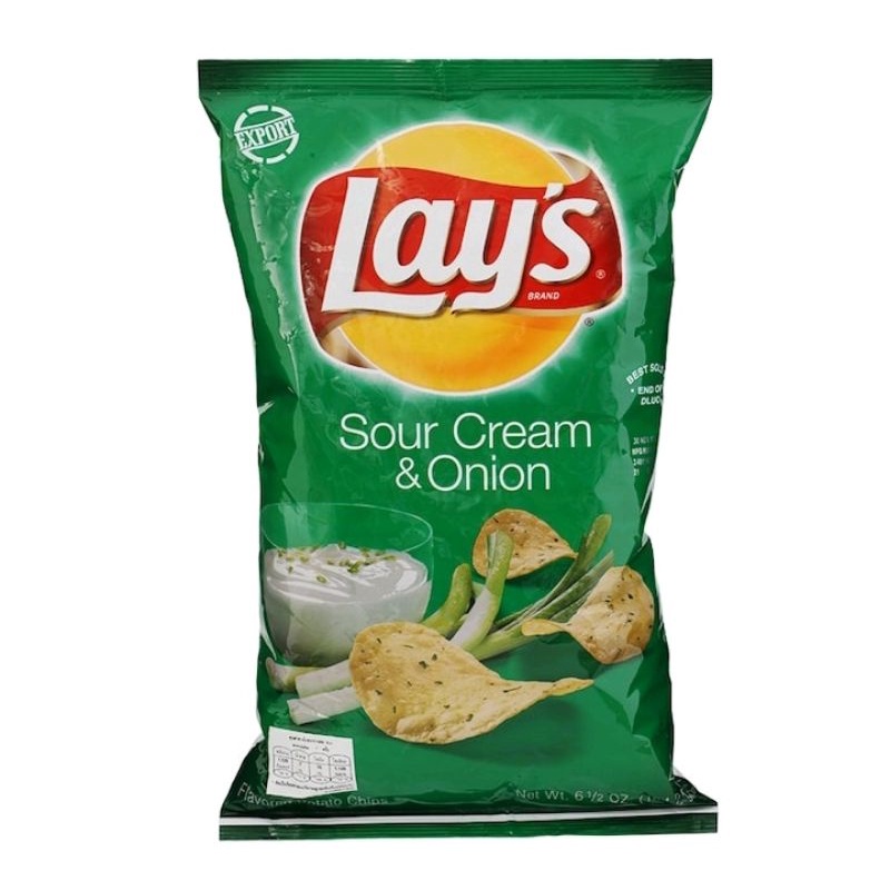 เลย์ มันฝรั่งทอดกรอบรสซาวครีมและหัวหอม นำเข้าจากอเมริกา Lay's USA Sour Cream & Onion Potato Chip 184