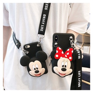 เคสโทรศัพท์มือถือ ซิลิโคนนิ่ม TPU ลายการ์ตูนมินนี่เมาส์น่ารัก 3D พร้อมกระเป๋าสตางค์ มีซิป สําหรับ iPhone 14 Pro Max 14 7 8 Plus SE 2020 6 6s X XR XS 11Pro Max 13 Pro Max 12 13 11