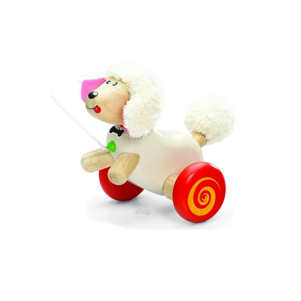 ของเล่นไม้ลากจูง น้องหมาไม้พุดเดิ้ลลากจูง มีเสียงกระดิ่งเบา ๆ PULL ALONG POODLE สินค้า Clearance จากแบรนด์ WONDERWORLD