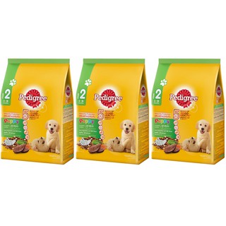 Pedigree Puppies Food Immunity Protection Liver Vegetables &amp; Milk Flavor 3-18 mth old 3kg (3 Bags) อาหารสุนัข เพดดีกรี