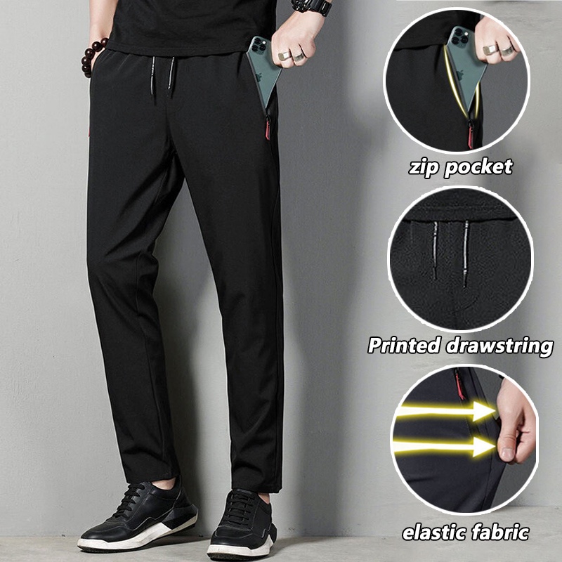 พร้อมสต็อก Seluar Track Lelaki สีดํา Seluar Lelaki Slim Fit Tracksuit ผู้ชายกางเกงลําลองผู้ชายกางเกงขายาวผู้ชายกางเกง Chinos กางเกงผู้ชาย
