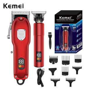 Kemei ปัตตาเลี่ยนตัดผมไฟฟ้า แบบชาร์จไฟได้ สําหรับผู้ชาย