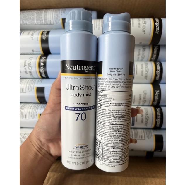 Neutrogena Ultra Sheer Body Mist Sunscreen Spray Broad Spectrum SPF70