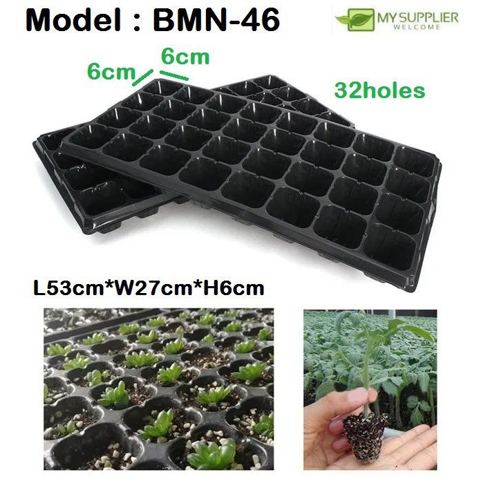 6 ซม.-32 หลุม 100 กรัม Seeding Grow ถาดพืชดอกไม้ผัก L53 * W27 * H6 ซม.