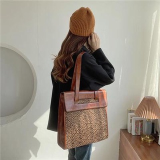 🔥Hot Sale/2022 New Large Capacity Shoulder Bag Retro Leopard Tote Bag Large Fashion Handbag PU Womens Bag