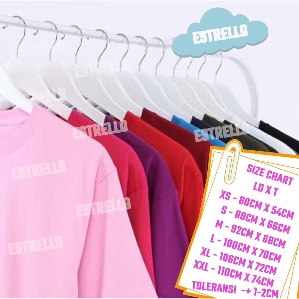 Katun Estrello Fashion - เสื้อยืด POLOS Tops Women Men Cotton COMBED 30S