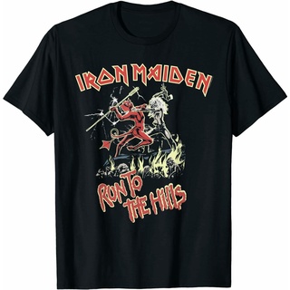 เสื้อยืดครอปเสื้อยืด ผ้าฝ้าย 100% พิมพ์ลาย Run to the Hills Heavy Metal Rock ของขวัญ S5 2021S-5XL