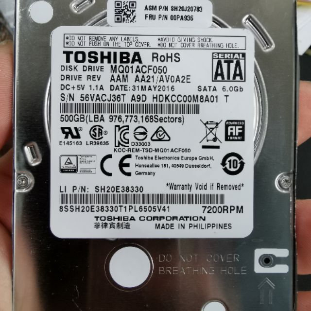 Toshiba HHD 500gb 7200rpm มือสอง