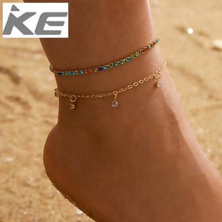 Jewelry Colored Diamond Anklet Two-piece Set Chain Double Anklet for girls for women low price