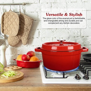 Enameled Cast Iron Dutch Oven Non-Stick Cookware Pot with Lid Suitable for Bread Baking Use on Gas Electric Oven 4 Quart