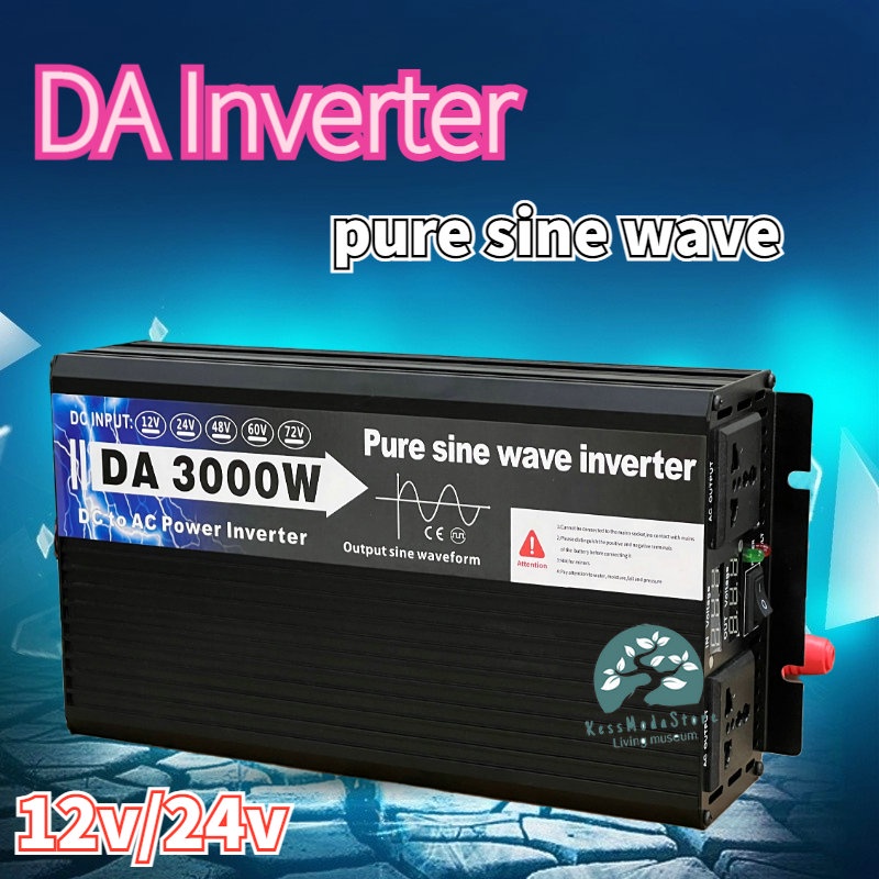 อินเวอร์เตอร์ 12V 24V 3000W/4000W/5000W เครื่องแปลงพลังงาน คลื่นไซน์บริสุทธิ์ 12V/24V อินเวอร์เตอร์เพียวซายเวฟ โซล่าเซ