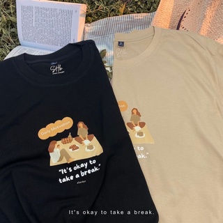 เสื้อยืดผ้าฝ้ายพิมพ์ลายแฟชั่นsherbettee|เสื้อยืดลาย it’s okay to take a break