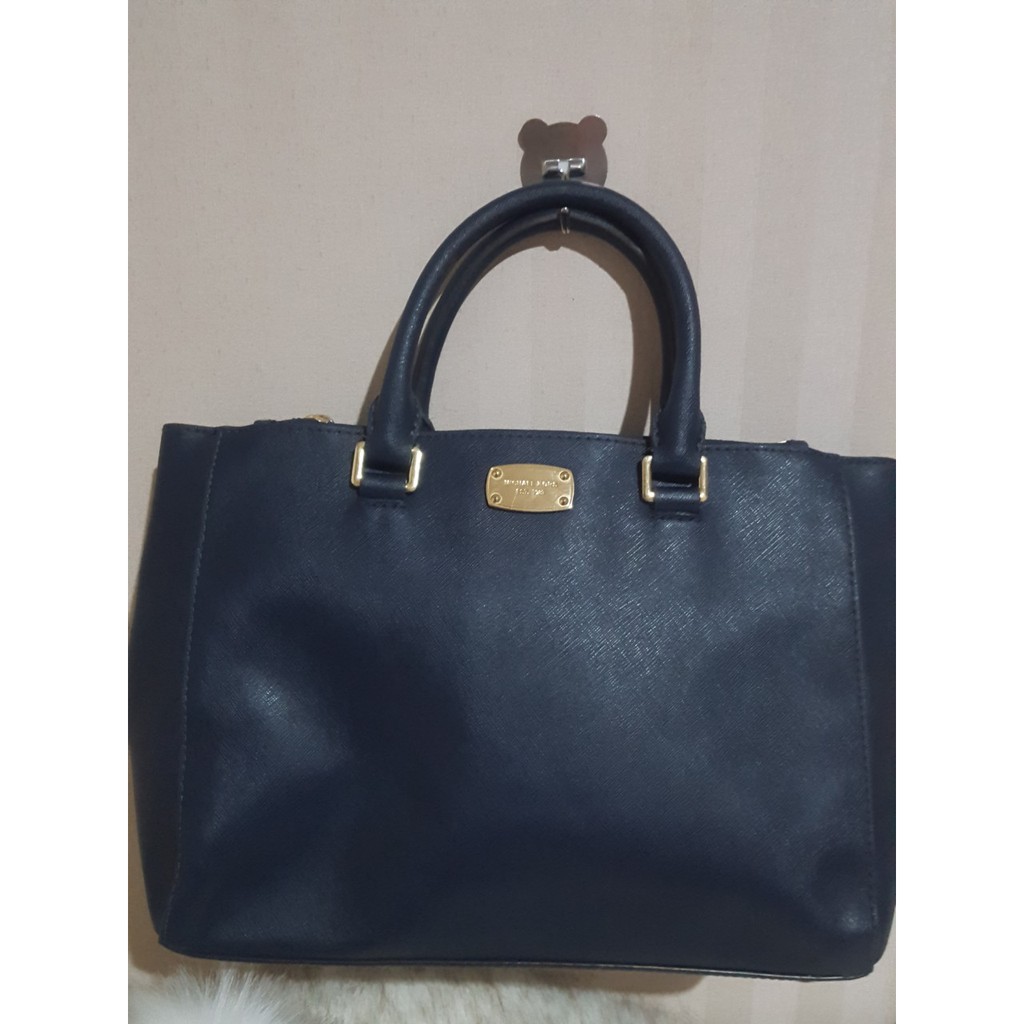 กระเป๋าMk shopping bag ไมเคิล คอร์ ชอปปิ้งหนังซาเฟียโน่สีน้ำเงินงานแท้สภาพมือสองมีร่อยรอยการใช้งานบ้