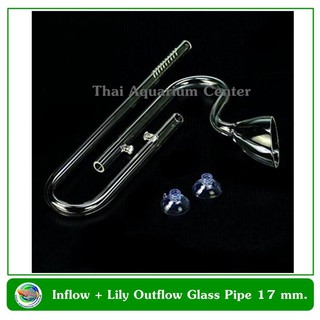 ท่อน้ำเข้า 17 มม.+ ท่อน้ำออก ดอกลิลลี่ 17 มม. Inflow + Lily Outflow Glass Pipe 17 mm