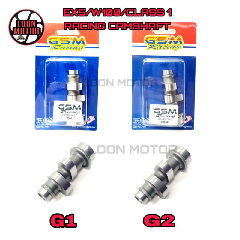 GSM RACING CAMSHAFT 53MM-62MM G1/G2 EX5/DREAM/W100/CLASS 1 GSM EX5 CAMSHAFT CUSTOM
