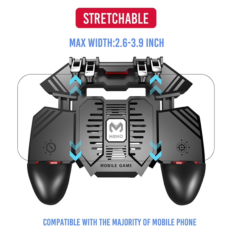จอยโทรศัพท์ จอยเกม PUBG , FREE FIRE Arena Breakout  AK77 พร้อมปุ่มยิง 4 ตำแหน่ง พร้อมพัดลมระบายอากาศ แบตเตอรี่ 4000mAh