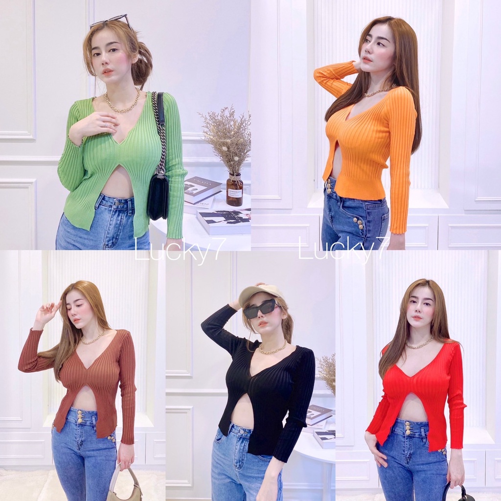 BY IRA jacs เสื้อท็อปแต่งแหวกช่วงเอว เพิ่มเอวเอส สลิมสุดๆ เนื้อไหมพรมเนื้อพรีเมี่ยม ใส่สบาย