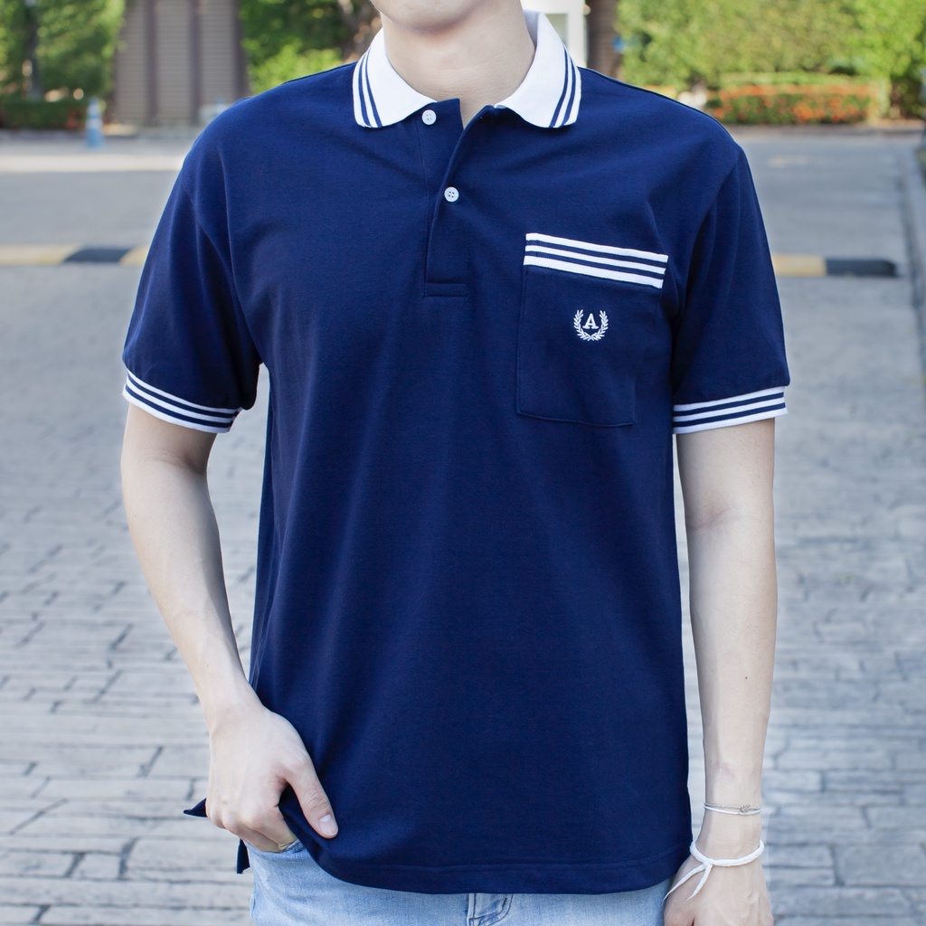 เสื้อโปโลคอปกผู้ชายมีกระเป๋า (มี5 สีสวยๆให้เลือก) ขลิบปก กระเป๋าและแขน ...