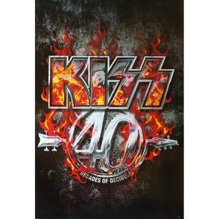 โปสเตอร์ รูปวาด กราฟฟิก วง ดนตรี เฮฟวีเมทัล KISS 40 Years Decades of Decibels Tour Book POSTER 24"x35" Inch Heavy Metal