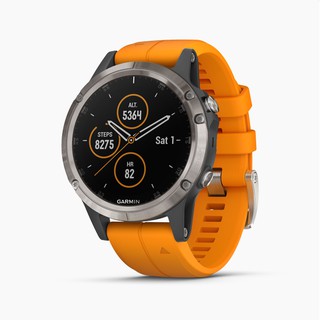 Garmin Fenix 5 Plus Sapphire Titanium with Orange Silicone（one year warranty)