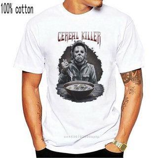 ใหม่ เสื้อยืดลําลอง แขนสั้น พิมพ์ลาย Michael Myers Halloween Cereal Killer Horror แฟชั่นสําหรับผู้ชาย และผู้หญิง ไซซ์ S