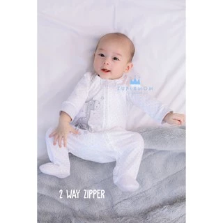 Zuper Mom (0-24 เดือน) ชุดหมีเด็กอ่อน ซิป รุ่น 2 WAY ZIPPER บอดี้สูทเด็กอ่อน ชุดเด็กแรกเกิด บอดี้สูทหุ้มเท้า no.9013