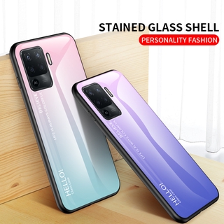 จัดส่งฟรี COD เคสโทรศัพท์ OPPO A94 2021 New Casing Gradient Aurora Glass Hardcase TPU Anti Scartch Full Back Cover OPPOA94 Phone Case