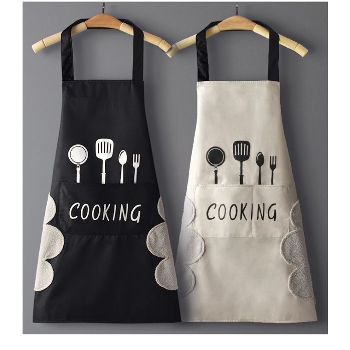 WATERPROOF KITCHEN APRON HOME APRON KITCHEN WITH HAND WIPING และ POCKET OILPROFF APRON