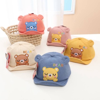 [พร้อมส่ง] หมวกเด็ก 3เดือน - 2ปี รอบหัว:48-50 cm. หมวกแก๊ปเด็ก (Cap) หมีน้อยหลับตา 🐻 ปักอักษร BEAR หมวกแฟชั่นเด็ก