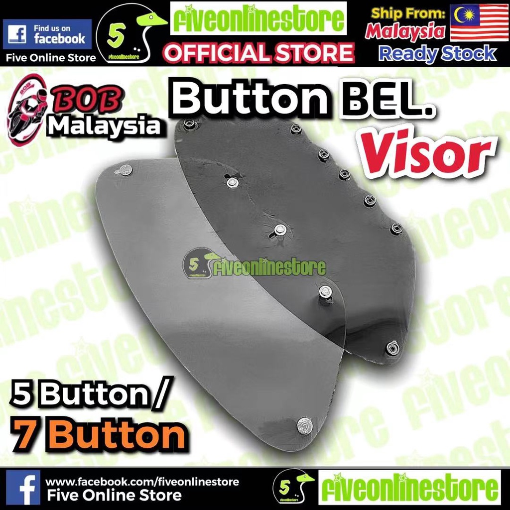 หมวกกันน็อค BOB Bel. Visor 5 & 7 Pin ปุ่มกด สีดํา / น้ําเงิน / ใส / ควัน / หมุดสีเขียว ปุ่มทําความร้อน