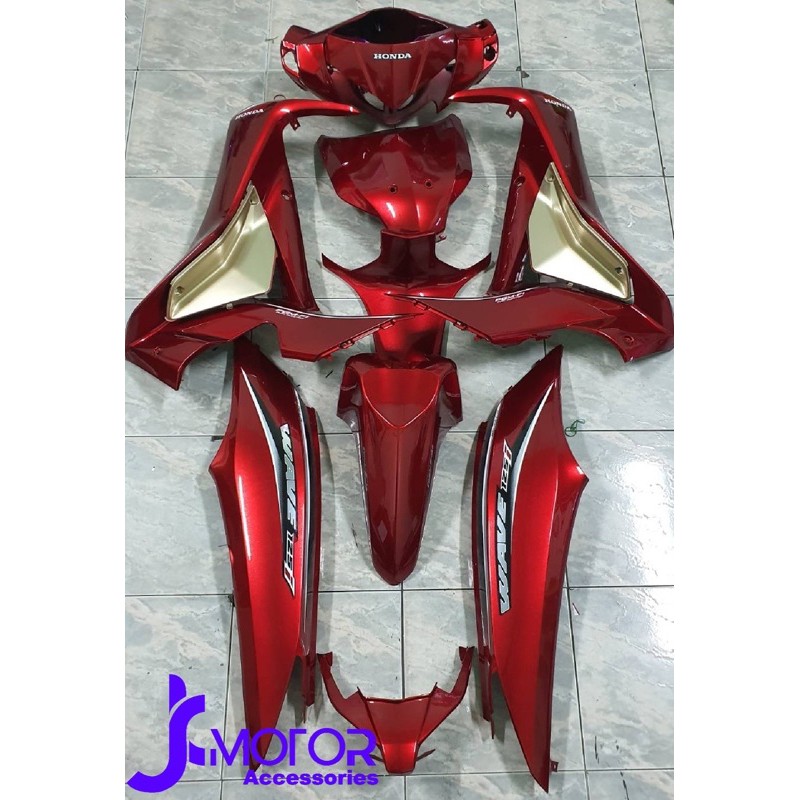 13ชิ้น ชุดสี WAVE​ 125i รุ่น​ปี​ 2012 -​ 2018​ ปลาวาฬ แฟริ่งใหม่​ พลาสติก​ABS​ คุณภาพเกรดA+ PLUS สีแดงแก้ว​ -​ ช่องลมทอง