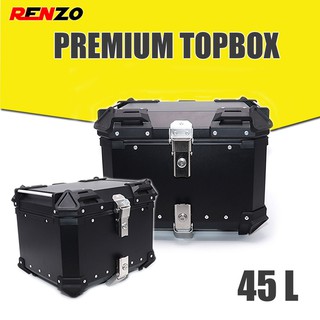 Renzo กล่องหลัง ปี๊ปหลัง Aluminium 45L Premium กล่องหลัง มอเตอร์ไซค์ TOPBOX กล่องท้ายรถ ปีปหลังอลูมิเนียม + ฐานกล่อง