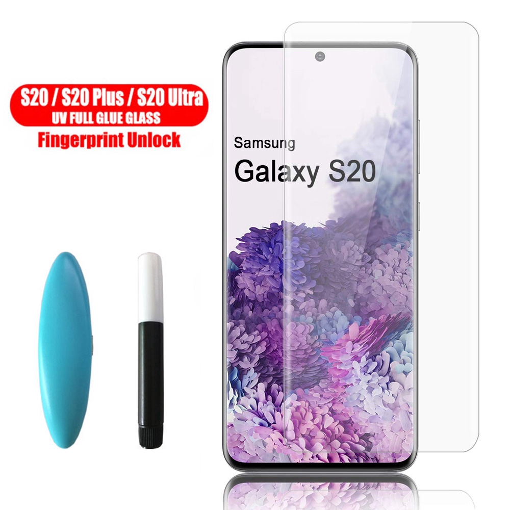 UV Liquid Glue ตัวป้องกันหน้าจอกระจกโค้งแบบเต็มหน้าจอ Samsung Galaxy S20 Ultra S10 S8 S9 Plus S7 edge Note 20 10 Plus 8 9