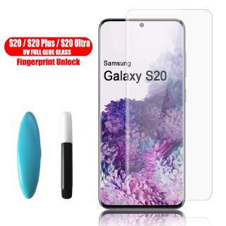 UV Liquid Glue ตัวป้องกันหน้าจอกระจกโค้งแบบเต็มหน้าจอ Samsung Galaxy S20 Ultra S10 S8 S9 Plus S7 edge Note 20 10 Plus 8 9