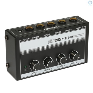 T Mh400 เครื่องผสมสัญญาณเสียง 4-Channel พร้อม 1/4-นิ้ว Ts Inputs &amp; ควบคุมระดับเสียงสําหรับกีตาร์เบส