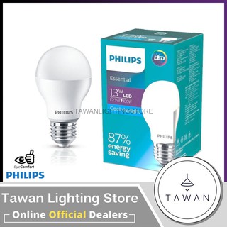 Philips หลอดไฟแอลอีดี 13วัตต์ LED Bulb 13w  ขั้ว E27 รุ่น Essential Daylight แสงขาว Warmwhite แสงเหลือง