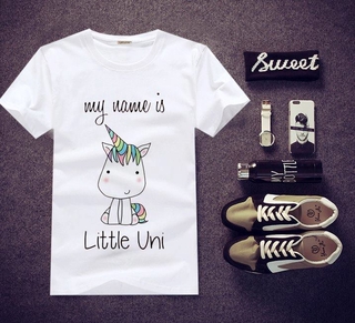 เสื้อยืดสกรีนลาย Unicorn ใส่สบายๆ ไม่ยืด ไม่ย้วย