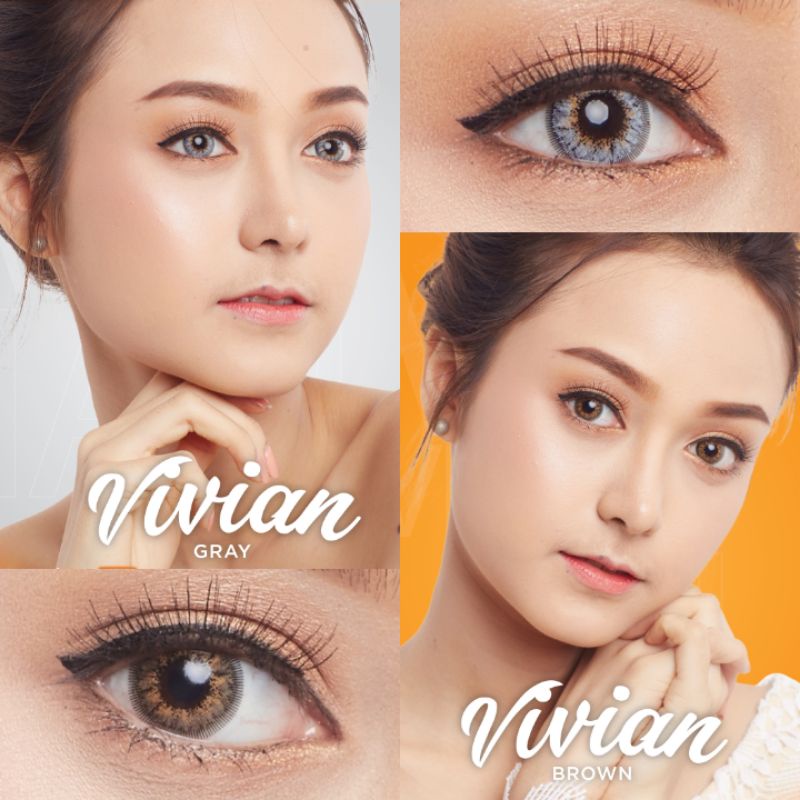 คอนแทคเลนส์ ตาฝรั่ง | Vivian Gray&Brown ค่าสายตา 50-700
