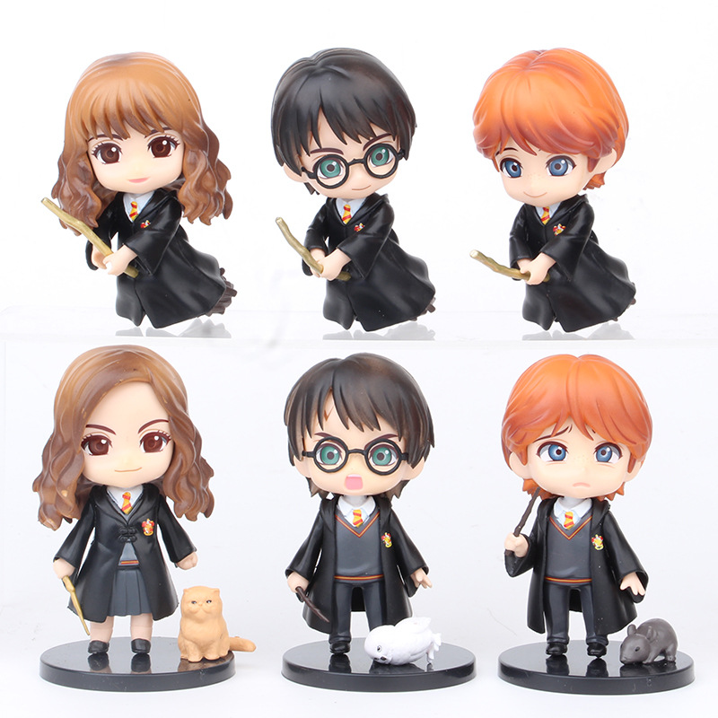 ตุ๊กตาฟิกเกอร์ PVC รูป Harri Potter Weasley Ron Hermione Granger Snape Harried OT3 6 ชิ้น ต่อชุด