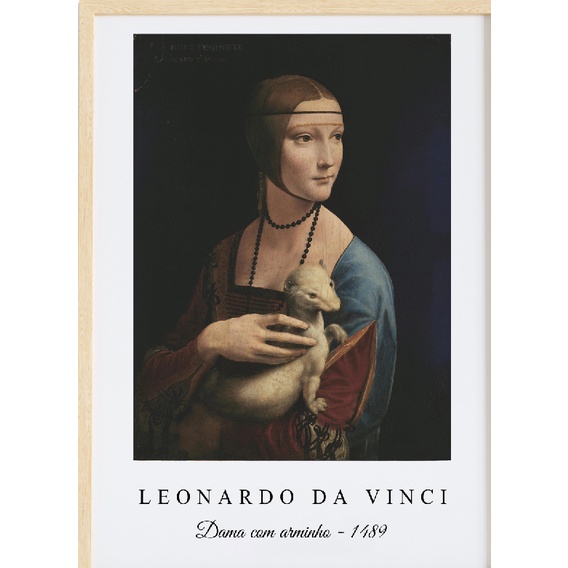 Leonardo da Vinci - Lady With an Ermine (1490) - การสืบพันธุ์ของภาพวาดอันโด่งดัง - โปสเตอร์ภาพ Print