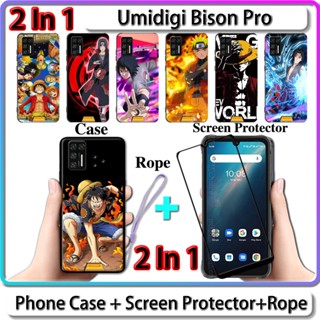 2 IN 1 เคส สําหรับ Umidigi Bison Pro เคส พร้อมกระจกนิรภัยโค้ง ป้องกันหน้าจอ เซรามิค นารูโตะ และการออกแบบ One Piece