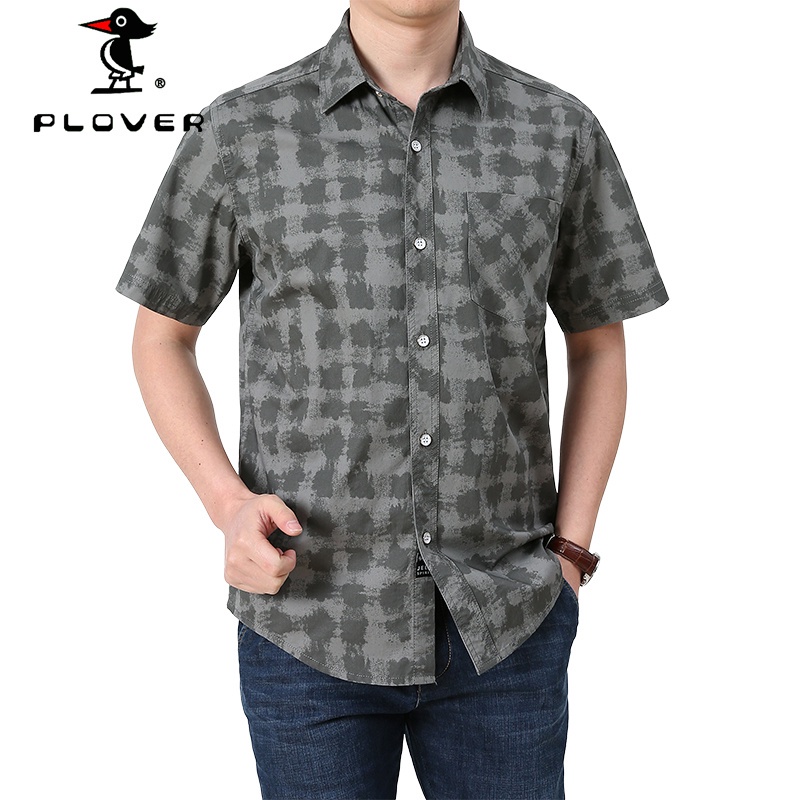 เสื้อเชิ้ตผู้ชาย PLOVER เสื้อแขนสั้น ลายตารางหมากรุก Plus Size M-5XL ราคา ถูกที่สุด ดีลบีเคเค แกลเลอรีภาพที่ 4